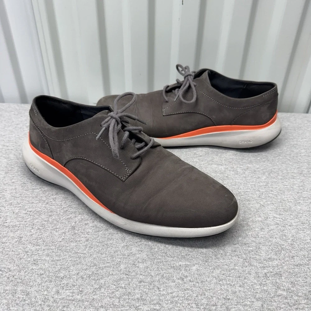 Cole Haan Shoes Grand Troy Men's Size 10 M Grey Orange Nubuck Sneakers C33761